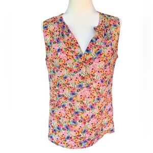 Banana Republic Floral Multicolored Silk Sleeveless Top Blouse-Women’s Size M